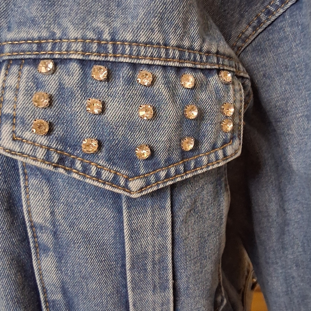 Nali Collection Blue Denim Crystal Studded Jacket Size S/M - Picture 13 of 14